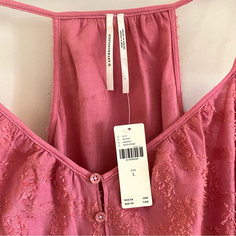 Anthropologie pink top NWT size L - Picture 3 of 8